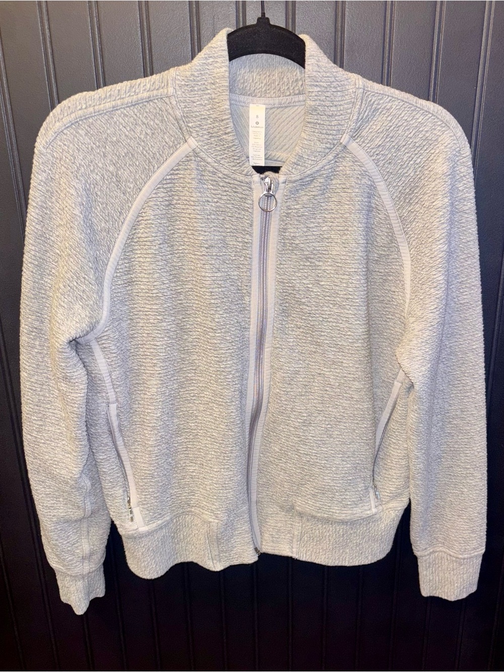 lululemon athletica Heather Light Gray Zip-Up Textured Bomber